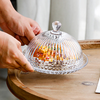 Cloche à dessert en verre transparent, dôme en verre gaufré, passe au lave-vaisselle, écologique, couvercle alimentaire pour hôtel, restaurant, banquet, table