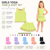 Ensemble de vêtements de sport deux pièces pour filles, jupe de yoga et de tennis personnalisée pour tout-petits, respirante, pour l'été, gymnastique, danse, en nylon à séchage rapide
