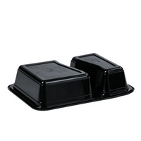 Boîte à lunch bento jetable en PP à 2 compartiments, micro-ondable, pliable, écologique, anti-fuite, 900 ml, préparation des repas