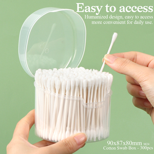 YUZMEI Boîte de 300 cotons-tiges en plastique, support pour cotons-tiges, boîte de rangement pour cotons-tiges, lingettes pour ongles, démaquillant de <span class=keywords><strong>voyage</strong></span>, étui de rangement pour tampons démaquillants - Product Image 2
