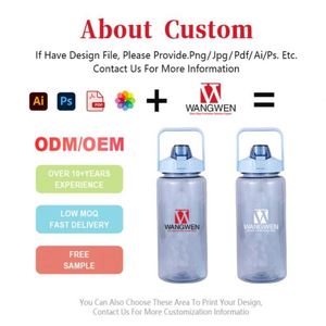 Bouteilles d'eau de sport en plastique sans BPA de 2 L (64 oz) pour la gym, avec marqueur de temps, vente en gros - Product Image 2