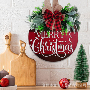 Nouveaux décorations de porte en bois de Noël transfrontalières, ornements décoratifs pour porte d'entrée, décorations d'ambiance haut de gamme, vente en gros - Product Image 3