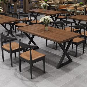 Mỹ Công Nghiệp Phong Cách Cổ Điển Sắt Bàn Ăn Hình Chữ Nhật Rắn Gỗ Thanh Ghế Kết Hợp Cho Trà Sữa Cà Phê Nhà Hàng - Product Image 4