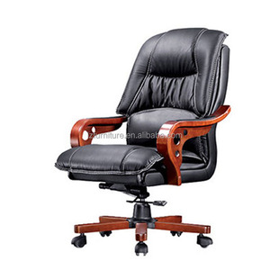 Chaise de bureau ergonomique de luxe supérieure, chaise de direction avec pieds en bois, accoudoirs exécutifs, chaises de bureau en cuir PU - Product Image 5