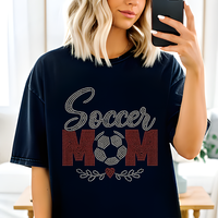 Transferts thermocollants personnalisés pour T-shirts, motif maman de footballeuse avec strass