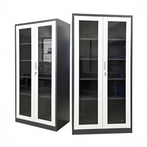 Commercial Steel Filing Cabinet with Swing Glass Door Durable Steel Cupboard with Glass Front for <strong>Office</strong> <strong>Storage</strong> - Product Image 1