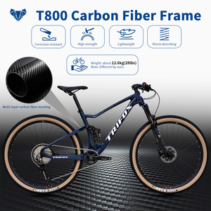 Bicicleta de Carbono Personalizada con Suspensión Completa y Frenos de Disco Hidráulicos, <span class=keywords><strong>Cassette</strong></span> 11-50T para Carreras Todoterreno - Product Image 6