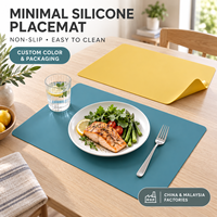 Set de table en silicone personnalisé, antidérapant, résistant à la chaleur, facile à nettoyer, pour la cuisine, fabriqué en Chine et en Malaisie