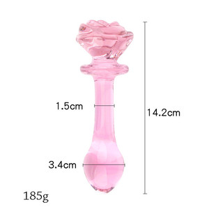 <strong>Pink</strong> Flower Beaded Glass Crystal Butt Vaginal Dildo Adult Sex Toys Rose Plug <strong>Anal</strong> for Women - Product Image 3