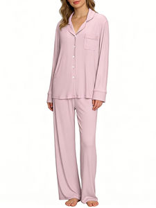 Ensemble de pyjama personnalisé en modal Lenzing à manches longues pour femme, vêtements de nuit doux, ensemble de détente pour dormir - Product Image 1