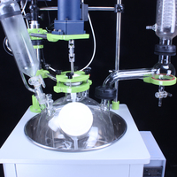 Réacteur en verre cylindrique Pyrex pour systèmes d'extraits végétaux, réacteur en verre à double paroi avec chauffage et réservoir de distillation