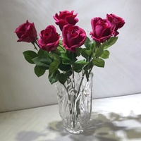 Vente en gros, fleurs en latex de haute qualité, toucher réel, blanc, rose, toucher réel, roses simples pour les décorations de mariage à domicile, O-X308