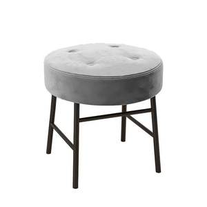 Tabouret rond moderne capitonné avec boutons, tabouret d'appoint avec pieds en bois et pieds en métal, <span class=keywords><strong>pouf</strong></span> en tissu pour salon, chambre à coucher - Product Image 2