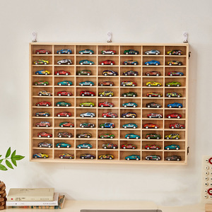 <b>Wall</b> <b>Mounted</b> Wooden Car Display Rack 60 Compartments With Lid For Toy Storage <b>Shelf</b> - Product Image 3