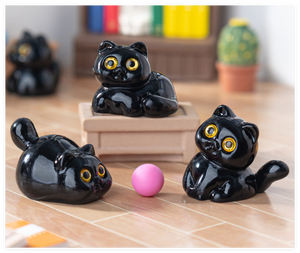 Resina in miniatura nero gatto all'ingrosso animali Mini figure giocattoli <span class=keywords><strong>fata</strong></span> giardino figurine 3d per bambini da collezione acquario decorazione - Product Image 6