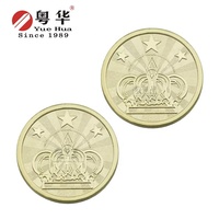 Pièce de jeton de jeu en acier inoxydable doré motif couronne de pièce de monnaie en laiton de 1.85mm d'épaisseur pour machine à laver