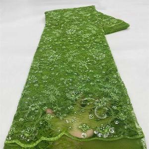 Tessuti in Pizzo con Paillettes e Perline di Alta Qualità Nigeriana, Delicato Pizzo per Abiti <span class=keywords><strong>da</strong></span> <span class=keywords><strong>Sposa</strong></span> e <span class=keywords><strong>da</strong></span> Cerimonia - Product Image 2