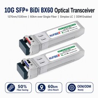 Módulo Transceptor Nufiber SFP+ 10G BIDI BX60 60km 1270/1330nm Simplex LC SMF DDM para Computación en la Nube y Redes Extremas