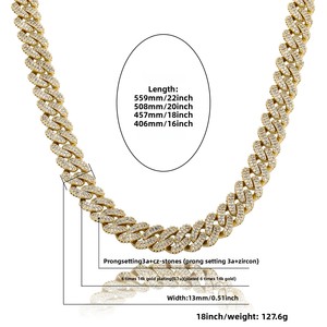 Hip Hop Full Encryption Rhombus <b>Chain</b> Copper Unisex European American Hot Sale <b>Cross</b>-border New Street - Product Image 4