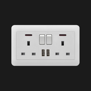 White Wall Switch, UK and African Electrical Switch Socket, 1gang 2way British Standard Switch Socket with 13A Universal Socket