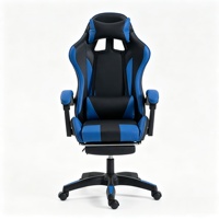 Chaise de gaming e-sport au design racing, ergonomique, dossier haut, repose-pieds rétractable allongé, pivotante pour cybercafé