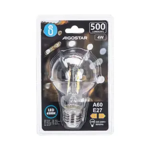 Ampoule LED A60 E27 4W, filament transparent, économie d'énergie, longue durée de vie, pour éclairage décoratif et général en - Product Image 3