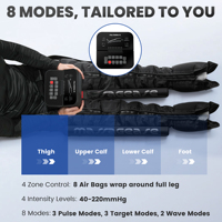 Masseur électrique pour les jambes et les pieds à pression d'air Phenitech pour soulager les douleurs musculaires et la relaxation quotidienne
