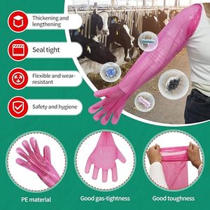 Gants d'insémination vétérinaire à bord thermosoudé 90 cm, manchons jetables en PE anti-fuite pour tests prénatals des animaux de grande taille - Product Image 2