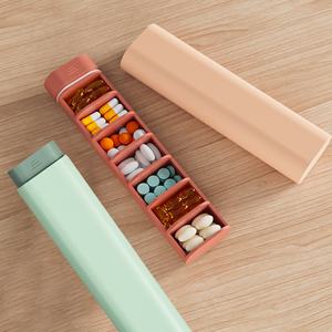 Customizable <b>7</b> Day Pill case Portable Travel Plastic Wood Large Capacity Pill Box Suitable for Refill Pill Organizer - Product Image 1