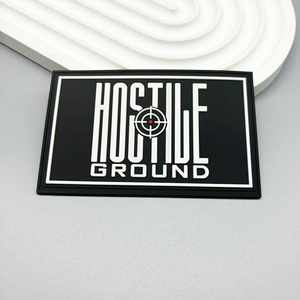 Popular brand of garment accessory patches with 3D embossed logo made of soft polyvinyl <b>chloride</b> fabric and rubber patches - Product Image 2