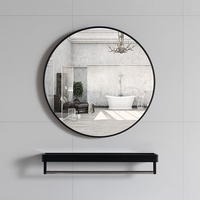 Miroir de salle de bain rond avec cadre, fixation murale pour hôtel, salle de maquillage, entrée, salon, vente en gros