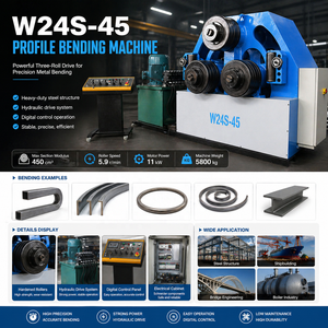 Cintreuse de profilés W24 à trois rouleaux, conception asymétrique, commande CNC, pour profilés en angle, poutres en H, industrie des tours éoliennes - Product Image 2