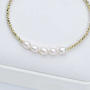 New 5-6mm Natural <b>Freshwater</b> <b>Pearl</b> <b>Bracelet</b> for Women Rice Shaped Glass High-End Jewelry Wholesale - Product Image 2
