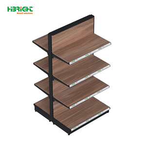 Heavy Duty <b>Metal</b> Gondola Shelf 5 Tier Retail Display Rack Wood Grain Supermarket Grocery Store Shelving - Product Image 6