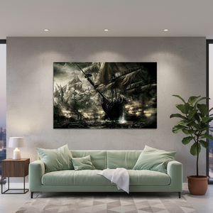 Printed <b>Canvas</b>: Abstract Pirate Battle - Elegant Office <b>Wall</b> Decor,WRAPPED <b>CANVAS</b> - Product Image 3