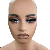 Tête de Mannequin Professionnelle en Cheveux Bruns pour Cosmétologie, Présentoir à Perruques avec Lunettes, Cheveux Chauves pour la Confection de Perruques