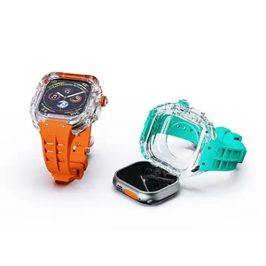 Cinturino in Silicone di lusso per iWatch 44mm 45mm Kit di modifica della cassa dell'orologio con copertura in fluorurubber trasparente per <span class=keywords><strong>Apple</strong></span> <span class=keywords><strong>Watch</strong></span> 7 <span class=keywords><strong>6</strong></span> - Product Image 1