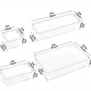 25 pcs rõ ràng nhựa Duy nhất-tier ngăn kéo tổ chức thiết lập 4-có kích thước đa năng nhà bếp phòng tắm/Vanity lưu trữ tổ chức của bạn - Product Image 4