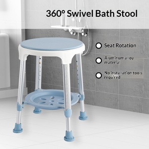 Elderly Anti-slip <b>Shower</b> Chair, Bathroom Safety Bath Chair with Detachable Armrest & Backrest, Height Adjustable <b>Shower</b> Seat - Product Image 3