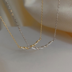 Collana a catena lucida minimalista della clavicola di alta gioielleria argento intrecciato zircone collane pendenti da donna - Product Image 3