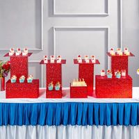 Porte-vêtements moderne en plastique rouge écologique présentoir en acrylique pour dessert banquet buffet pause thé table de rangement pour vêtements