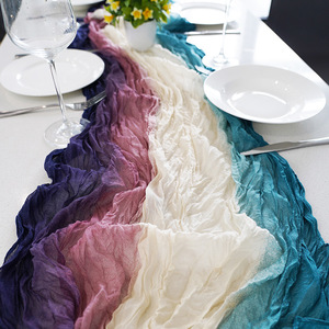 Nouvelles nappes de <span class=keywords><strong>mariage</strong></span> de style bohème plis tie-dye fromage tissu chemin de <span class=keywords><strong>table</strong></span> décoration de <span class=keywords><strong>mariage</strong></span> - Product Image 2