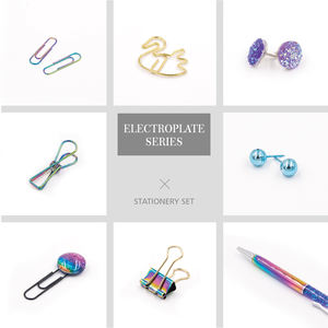 Conjunto de oficina de arcoíris, novedoso y exquisito conjunto de regalo de papelería, forma de corazón, Pin de empuje, forma de <span class=keywords><strong>cisne</strong></span>, Clip de papel, carpeta, Bolígrafo De Metal - Product Image 6