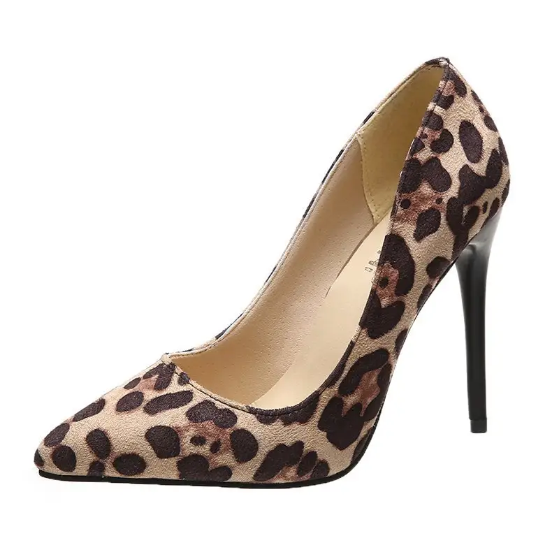 New Arrival Plus Size 12 Designer Ladies Slip On Shoes Heel Women Thin High Heels Leopard Dress Shoes