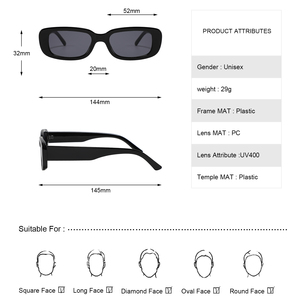 2025 Модные Винтажные Солнцезащитные очки в квадратной оправе UV400 с линзами, маленькие прямоугольные солнцезащитные очки на заказ - Product Image 5
