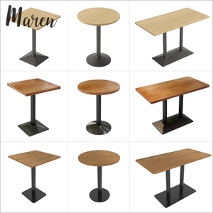 Table de salle à manger moderne en fer forgé avec plateau en bois, style chinois, pour restaurant et café commercial, vente en gros sur mesure - Product Image 1