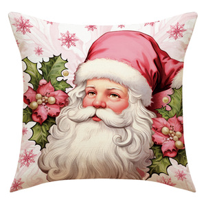 Pink <b>Reindeer</b> <b>Christmas</b> Pillowcase Polyester Letter Print Festive Decoration Living Room Sofa Cushion Cover - Product Image 6