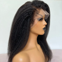 Wig rambut keriting lurus Kinky 4C Wig rambut bayi lurus Yaki 13x4 HD Wig renda Frontal rambut manusia Wig depan renda transparan