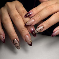 Ongles à presser ABS pré-dessinés style Ins, forme amande, strass, haut de gamme, faux ongles français mi-longs