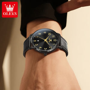 Reloj de Pulsera de Lujo para Hombre con Correa de Cuero, Logotipo Personalizado ODM OEM, Venta al Por Mayor, Bajo MOQ, Resistente al Agua, Luminoso, de Cuarzo - Product Image 4